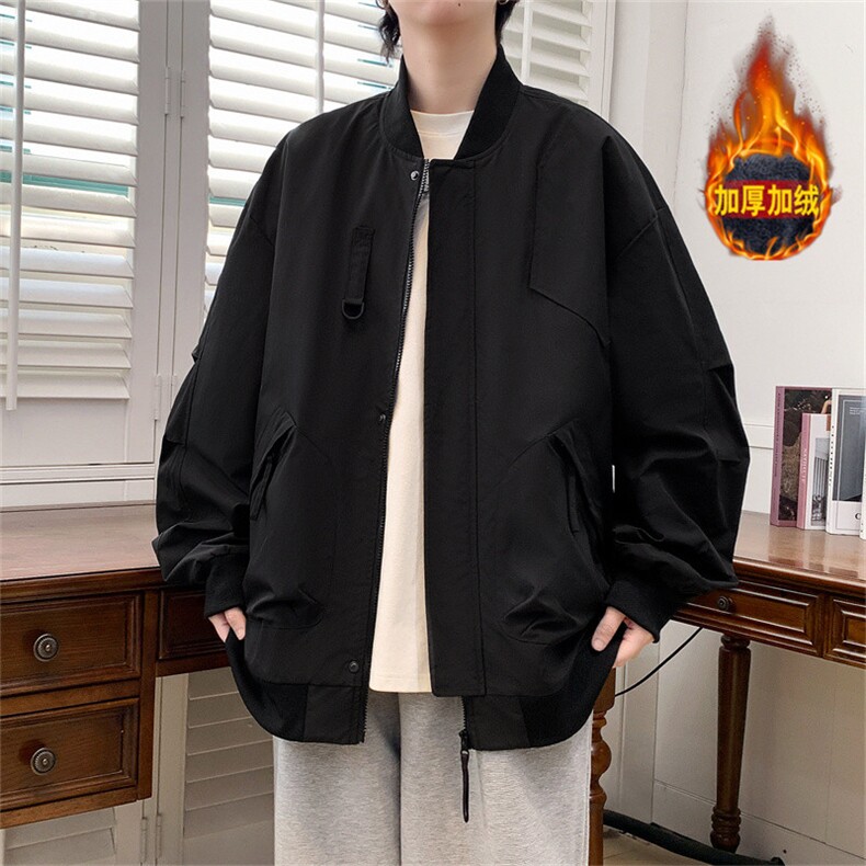 2024上新棒球领加绒加厚夹克支持二开得物工装大口袋现货JK2408厚，男装夹克，星座301B-2（原A443-1）