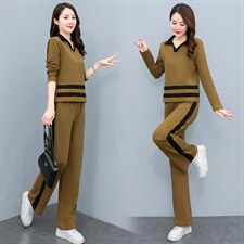 韩版时尚气质休闲套装女秋季新款长袖显瘦两件套运动服，女装套装/套裙，妙形