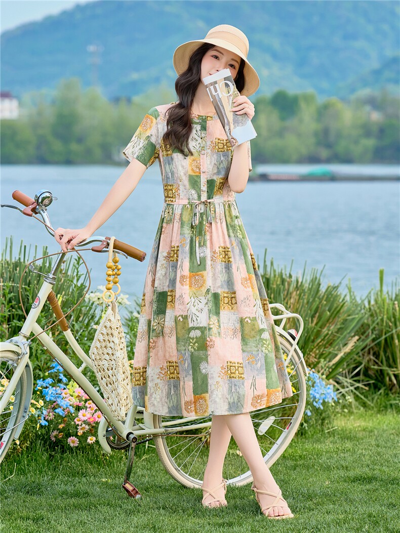 826时尚气质显瘦印花连衣裙,女装连衣裙,倪叶myz