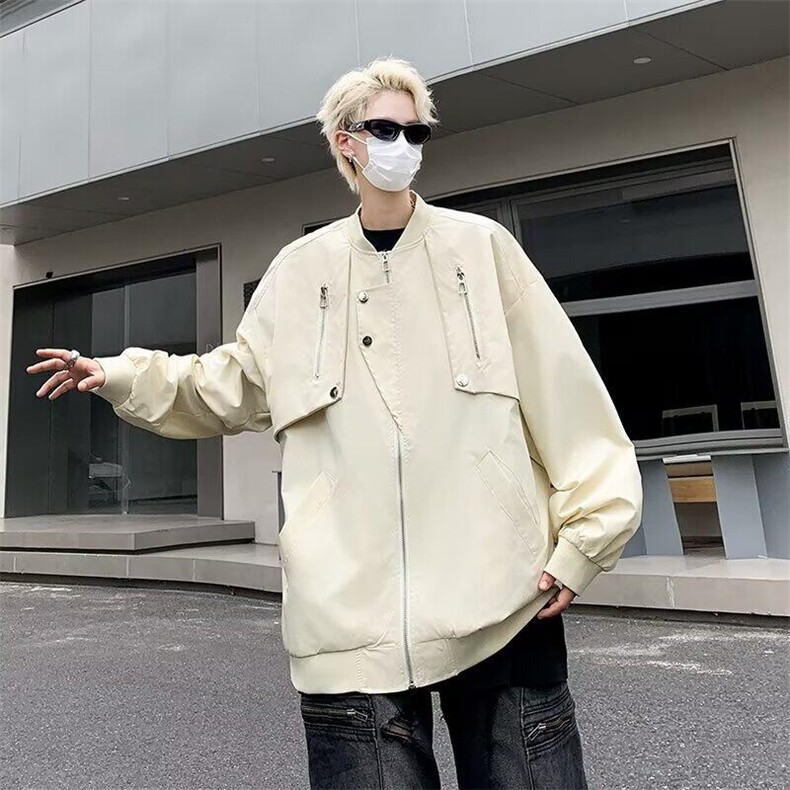 DJK909-P60美式复古高街工装多口袋飞行员棒球服外套男潮牌宽松夹,男装夹克,星座603-2