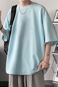 HT73099-P22 华夫格t恤男短袖男大码五分袖 大皂风图片