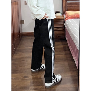 【有货】三条杠条纹运动裤男美式vibe风裤子高街直筒R915LL-特P50图片