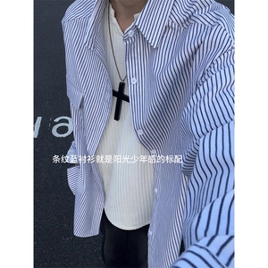格子纹高级感复古衬衫美式设计感休闲长袖衬衫C2267-特价P32图片