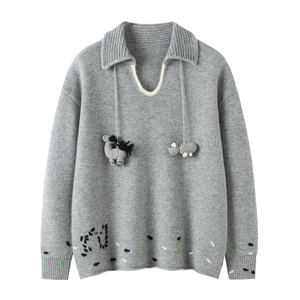 2025年秋季常规通勤单件联名款手工刺绣，女装羊绒衫，暖习羊绒