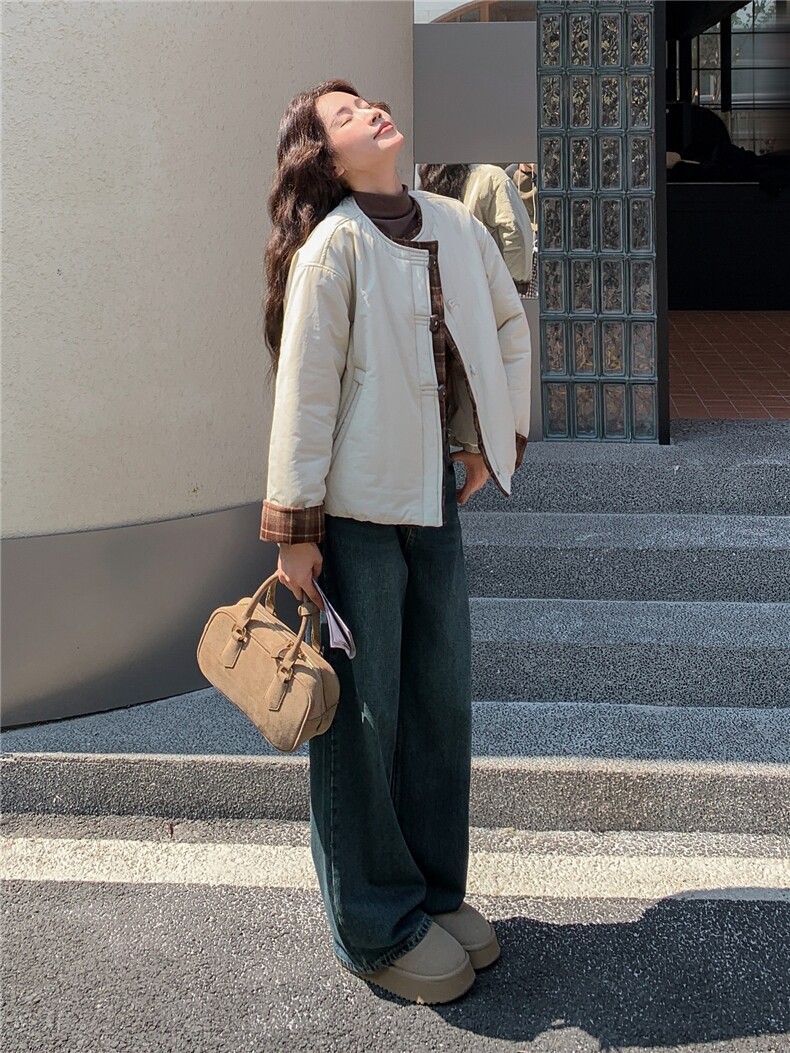 韩系小个子撞色拼接羽绒棉衣女2025冬季新款女装短款棉服棉袄外套,女装棉衣/棉服,天丽