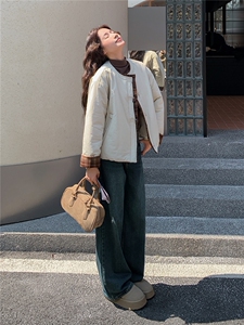 韩系小个子撞色拼接羽绒棉衣女2025冬季新款女装短款棉服棉袄外套图片