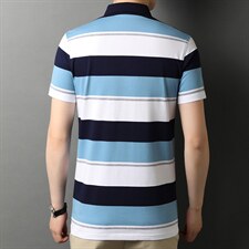 短袖男夏季冰丝t恤男士短袖2023新款翻领条纹上衣服潮流，男装T恤，电商B212（原钱塘6029）