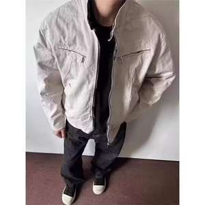 美式高街cleanfit短款古着牛仔外套男街头vibe哈灵顿工装夹克上衣图片