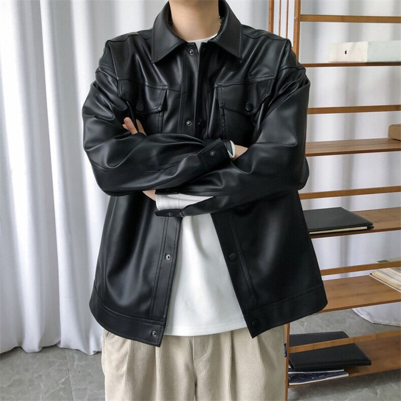现货春装皮衣外套男时尚机车服休闲皮夹克-A607-P90加绒-P100,男装夹克,电商A351