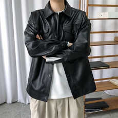 现货春装皮衣外套男时尚机车服休闲皮夹克-A607-P90加绒-P100，男装夹克，电商A351