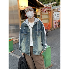 秋季港风情侣条纹连帽夹克外套男帽子可拆卸JK3903-P88，男装夹克，星座912-1（原星座914-5）