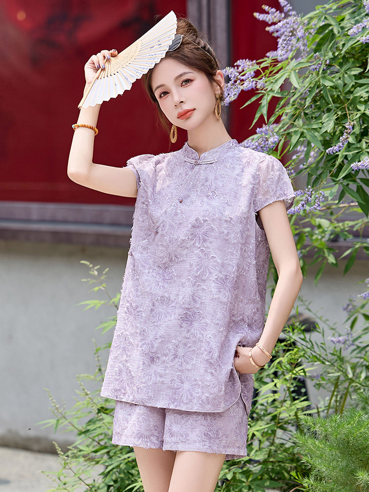 新中式国风套装短裤女2025夏新款小个子巨好看绝美漂亮穿搭两件套,女装套装/套裙,众宇琦