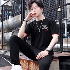 夏季青少年运动套装13帅气男14大童男装15岁两件套Y，男装T恤，星座509
