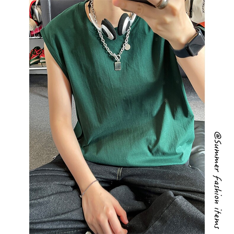 简约风街头圆领无袖T恤男女宽松型舒适百搭运动背心B3918-特价P16，男装背心/马甲，电商A007