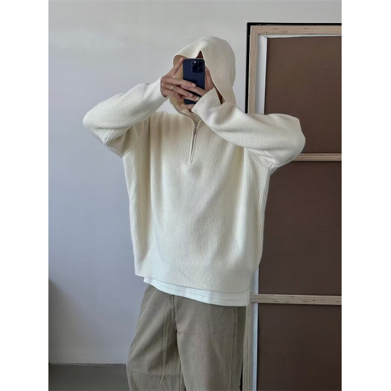 现货JY148-P52痞帅拉链套头毛衣韩版高级感重磅慵懒风网图,男装针织衫/毛衣,星座1501-3