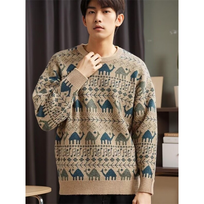 秋冬新款潮牌圆领毛衣外套男休闲宽松百搭潮流ins针织衫线衣，男装针织衫/毛衣，星座1013-1