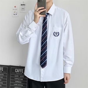 2025新款学院风白衬衫男长袖情侣制服领带衬衣 CS028 P25图片