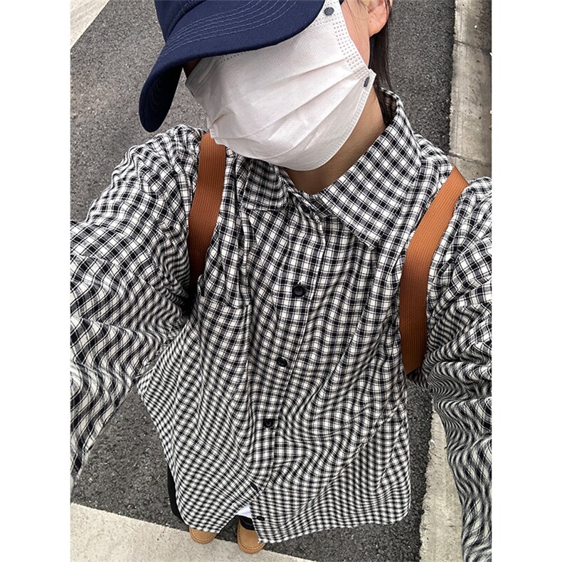 cleanfit蓝色格子衬衫男春季内搭慵懒风长袖格纹衬衣美式情侣外套,男装衬衫,星座301C-5