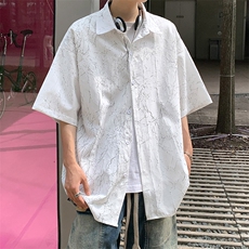 量大优夏季套装小众裂纹衬衫压皱短衬衣C2436-P45裤K2438-P35，男装衬衫，星座1213