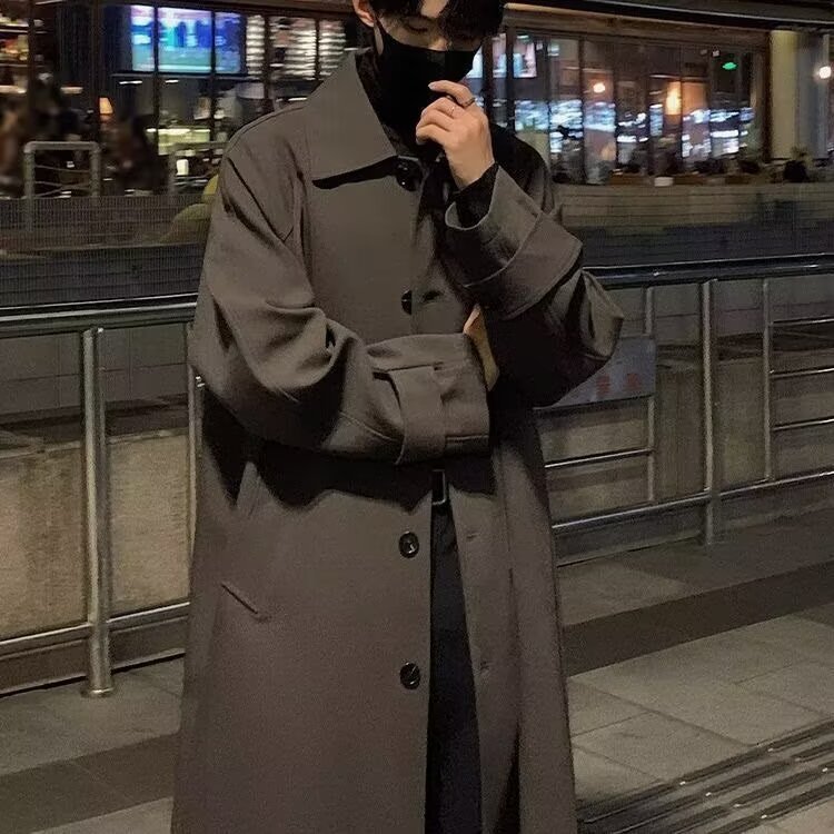 气质日系潮流流行慵懒新款原宿ins长款风衣百搭简约时尚文艺,男装风衣,星座506A