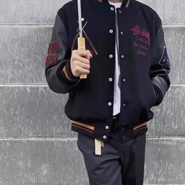 2025春秋季美式毛呢刺绣棒球服外套男潮流嘻哈痞帅高街飞行员夹克,男装夹克,星座715-4