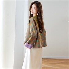 在仓~2026年春季提花玉葫芦双面穿外套落肩袖纽扣抗皱宽松上衣，女装短外套，新依时派