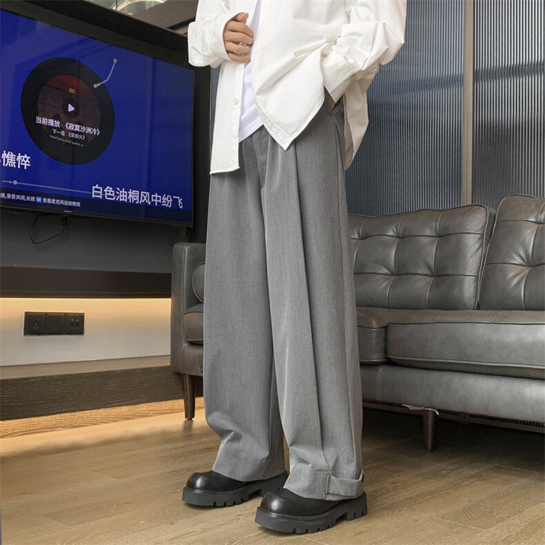 秋季港风ins潮流宽松休闲裤2023新款垂感阔西装裤男款K7324-P42,男装休闲裤,星座512-3