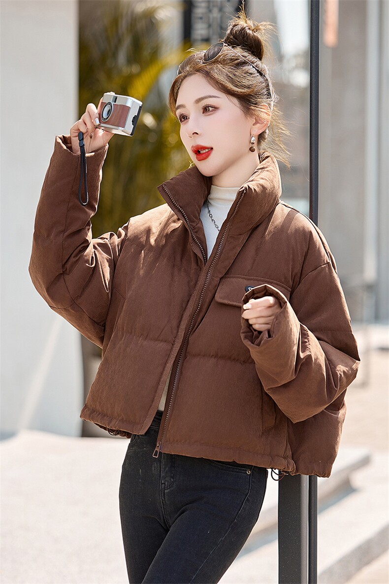短款羽绒服女2024冬新款小个子超好看洋气灰色立领加厚保暖面包服,女装羽绒服,众宇琦