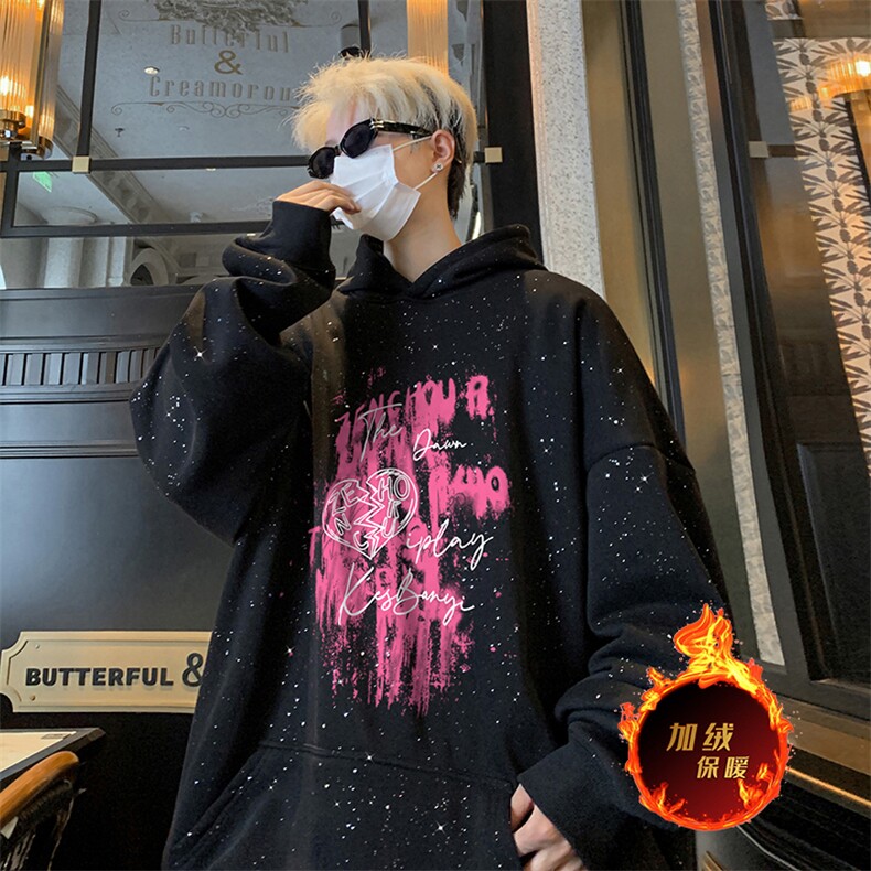 抖音得物高品质重磅全棉二开支持退换360克满天星连帽卫衣1005,男装卫衣,电商A486