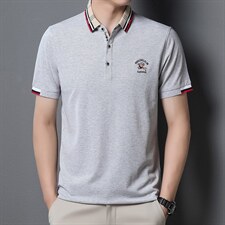 2023新款经典刺绣大马标POLO翻领保罗T恤棉商务中年短袖，男装T恤，电商B212（原钱塘6029）