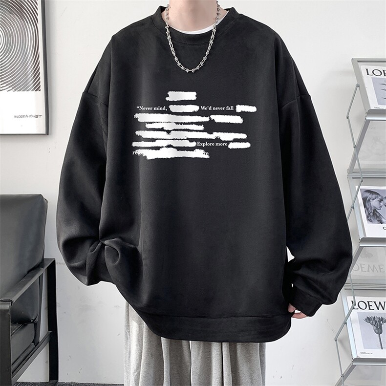 麂皮绒卫衣男大码重磅长袖t恤男JW81445-P35加绒款P45,男装T恤,电商A040