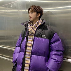 EQ337撞色面包服冬季加厚棉衣外套男港风字母印花棉服2024新款，男装棉衣，电商C306-1