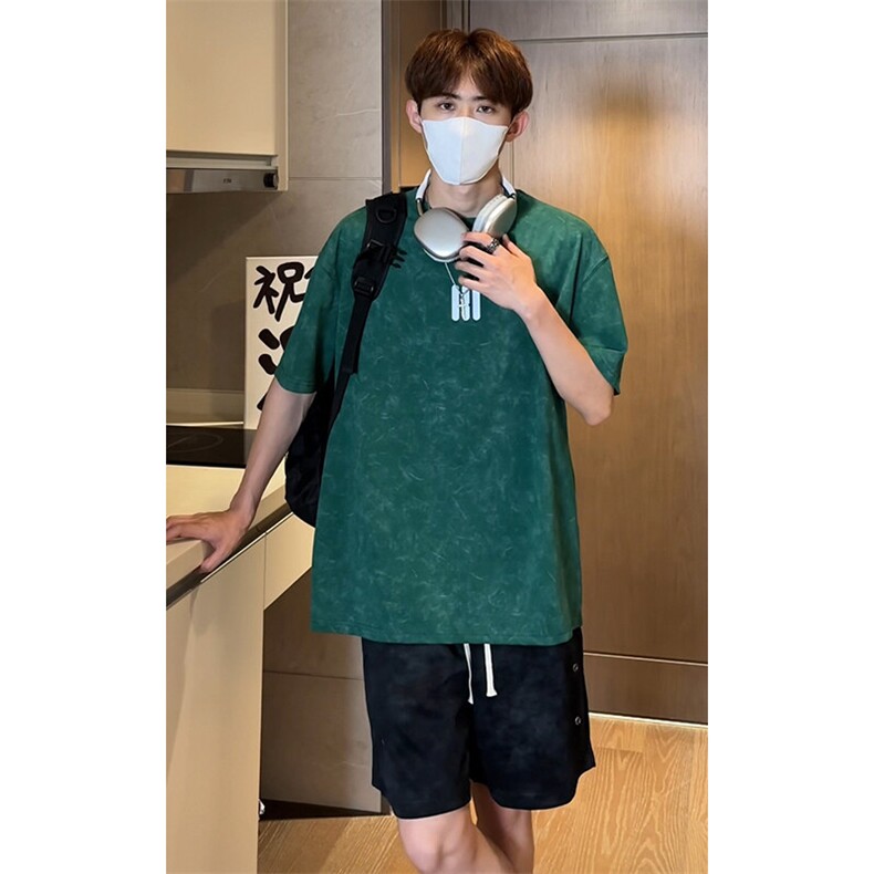 美式重磅做旧印花短袖t恤圆领宽松半袖情侣上衣T3660-特价P28,男装T恤,电商A007