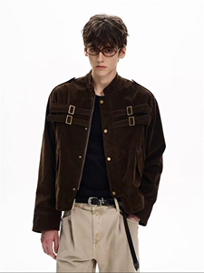 现货网图！秋季上新美式复古夹克拼接小设计感绒面EX51156特批90图片