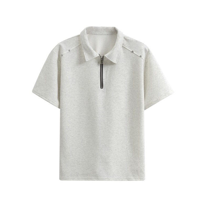 夏季新款港风日系美式半拉链翻领短袖T恤男潮XZ213-TX19-P35控58,男装T恤,星座213