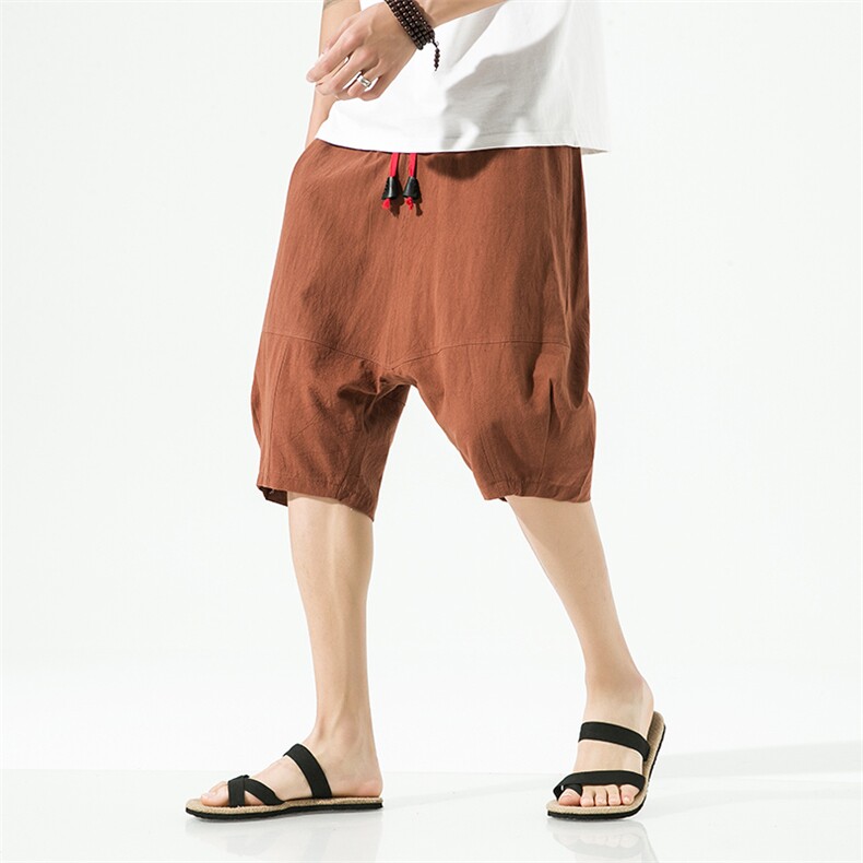 风夏装男士棉麻短款大码宽松五分裤XZ314A-1-K64-P30，男装牛仔裤，星座1513