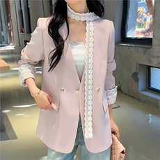 2025简约时尚蕾丝飘带亮钻西服，女装短外套，雪兔电商全品类