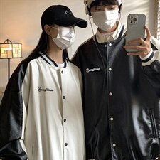EQ103情侣装刺绣棒球服皮衣外套男女学生夹克2024新款秋装，男装夹克，电商C306-1