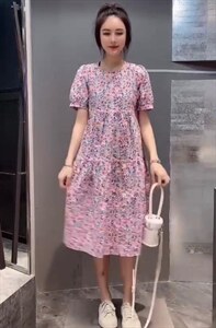 夏季新款洋气太阳花碎花连衣裙图片