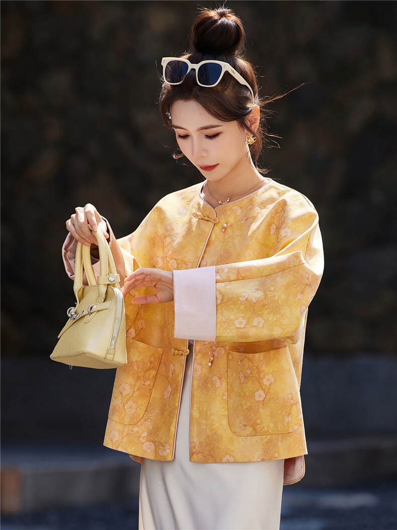 中式2026年春季宽松立体贴袋春秋短外套,女装短外套,靓衣阁