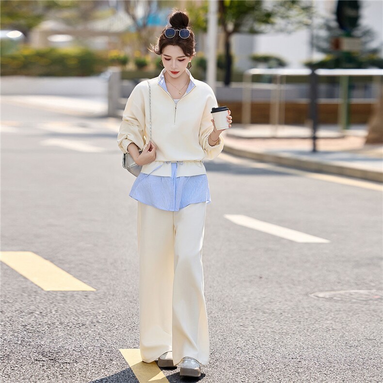 立领外套阔腿裤休闲运动套装女春季2026新款设计感气质穿搭两件套,女装套装/套裙,浙宝029