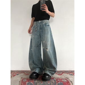 903-AK035 -特P58 【S-3XL】做旧闪电弯刀牛仔裤 3图片