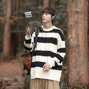 cityboy！条纹毛衣男士加厚麻花线衣男针织衫男XH03-P60图片