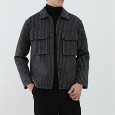 真模阿尔巴卡双面羊绒条纹翻领外套毛呢大衣男Y8889P315控428，男装毛呢大衣，电商D230