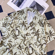 复古美式慵懒风花短袖衬衫男女宽松休闲衬衣外套潮C02413-P25，男装衬衫，星座308B-1
