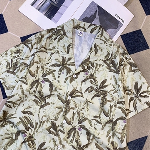 复古美式慵懒风花短袖衬衫男女宽松休闲衬衣外套潮C02413-P25图片