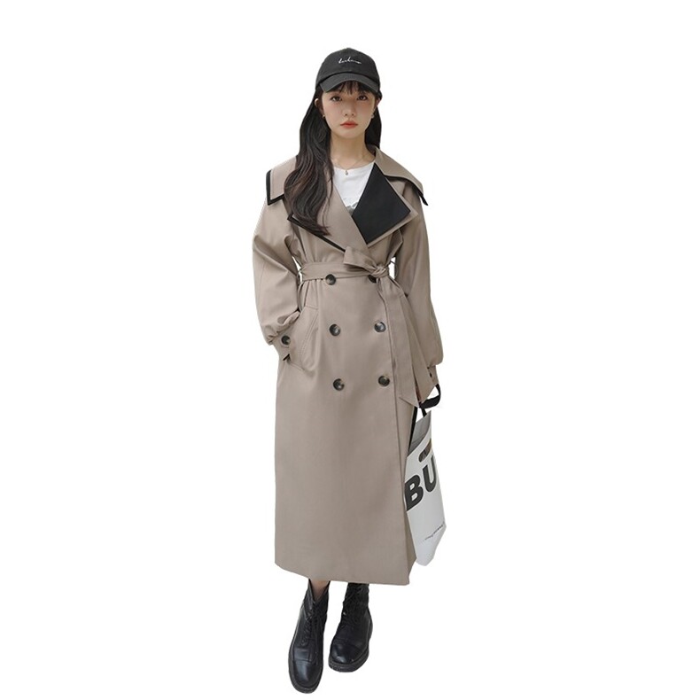 【现货】2022秋新高品质拼色双领过膝风衣251-607-P155-K218,女装风衣,浙宝189