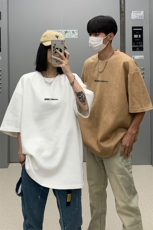 港风2026夏装麂皮绒情侣装半袖上衣潮男装夏季宽松短袖T恤S210P28，男装T恤，电商A233-1