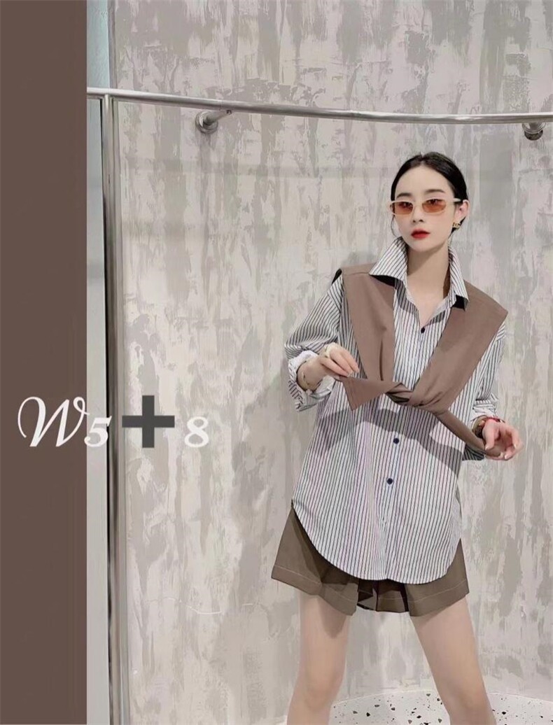 衬衫披肩假二件，女装衬衫，娇姿百合