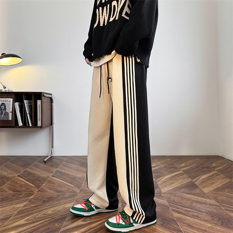 条纹针织重磅卫裤男秋oversize大码直筒宽松休闲裤XK66252批50,男装休闲裤,电商A042